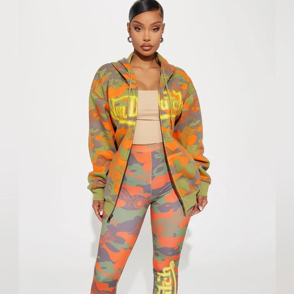 Von Dutch Camo Full-Zip Front Hoodie in the "Orange/Yellow" Color-way Sz L
NWT - Picture 3 of 6